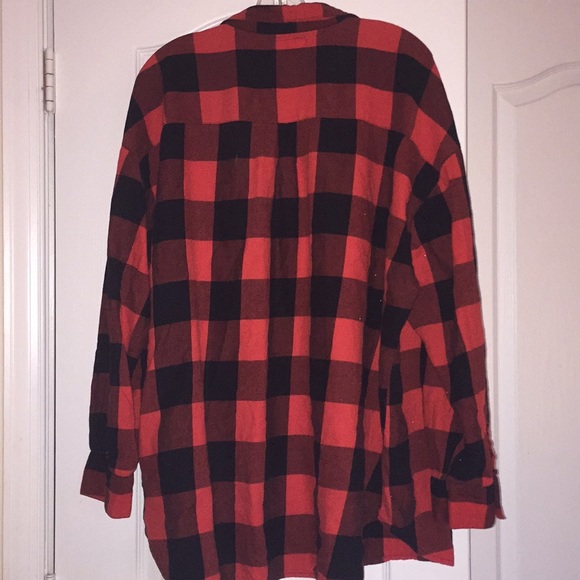 Old Navy Red and Black Plaid Button-Down - Picture 2 of 2